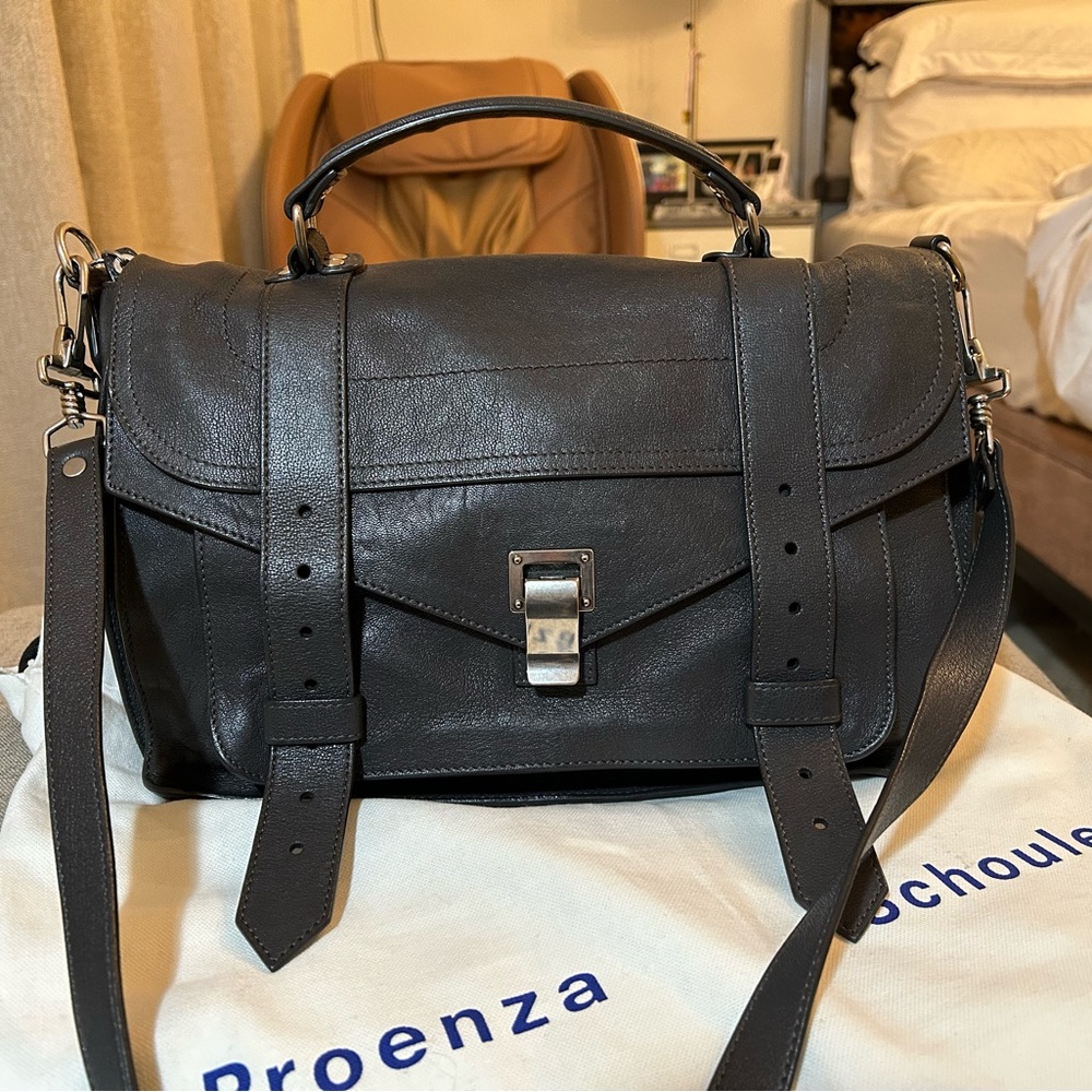 Excellent Condition Authentic Proenza Schouler
PS1 Medium Satchel Bag Grey